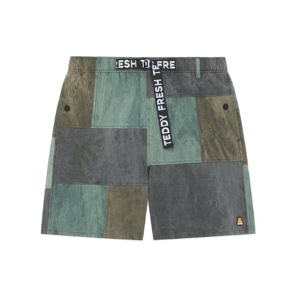 Teddy Fresh Pieced Together Patchwork Shorts w/ Built-In Belt size XS NWT NEW - Picture 1 of 11